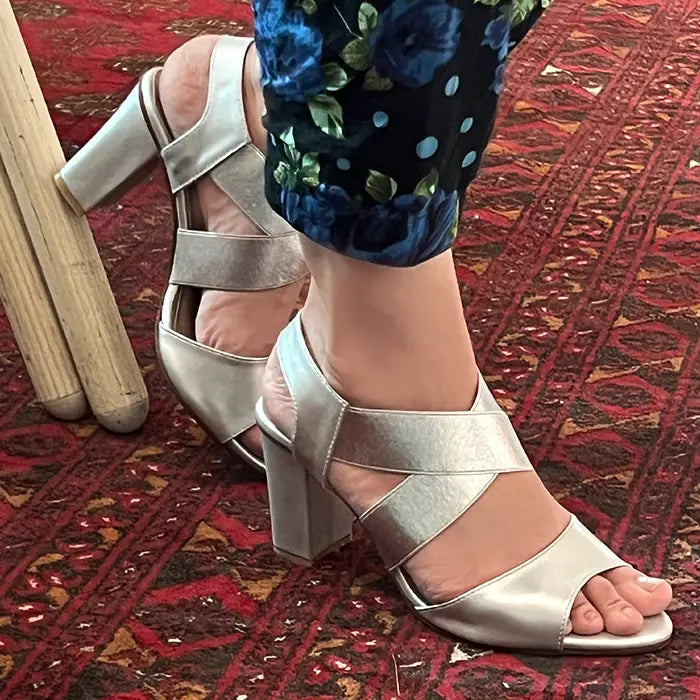 Block Heel Sandals FT-907 - Silver / 36 - Heel