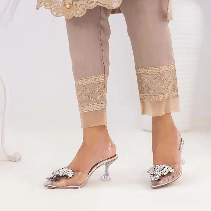 Fancy Stone Bunch Sandals - Silver / 36 - Shoe