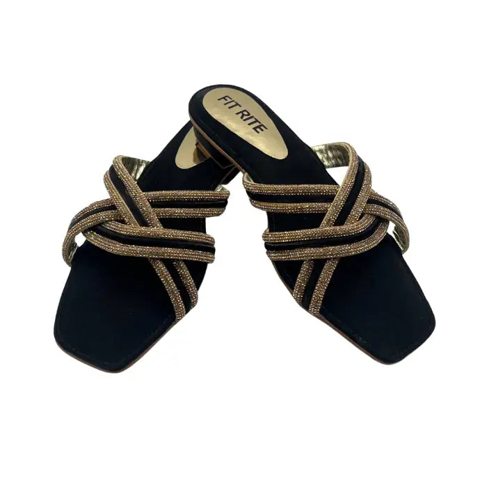 Fancy stones flat slipper FT- 1111 - Flat Chappal