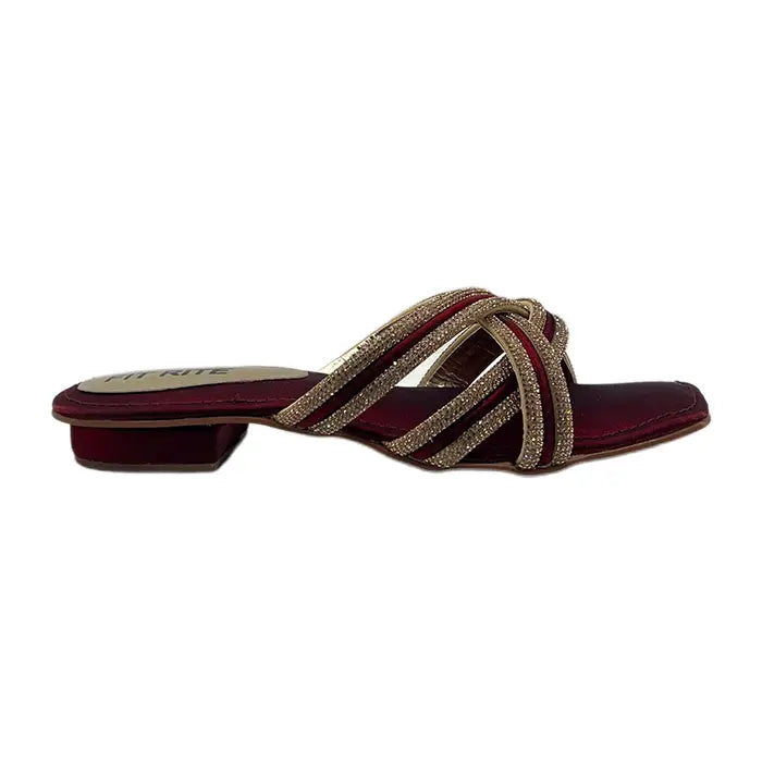 Fancy stones flat slipper FT- 1111 - Flat Chappal
