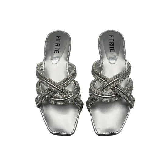 Fancy stones flat slipper FT- 1111 - Flat Chappal