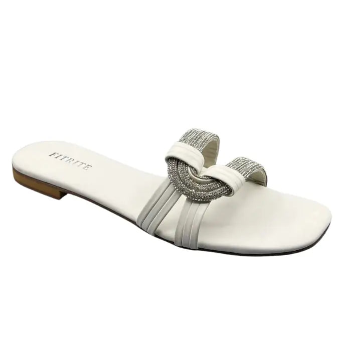 Flat Slipper FT-07 - White / 36 - Flat Chappal