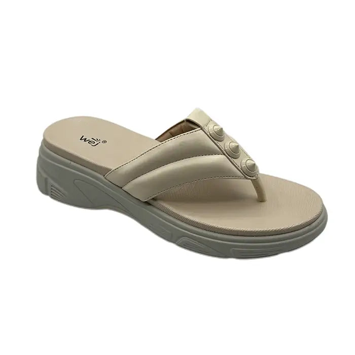 Wedge Chappal for Girls 0167 - Beige / 36 - Slipper