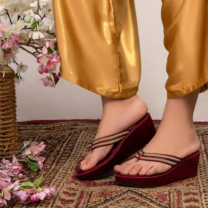Wedges Chappal 322 - Mehroon / 36 - comforts