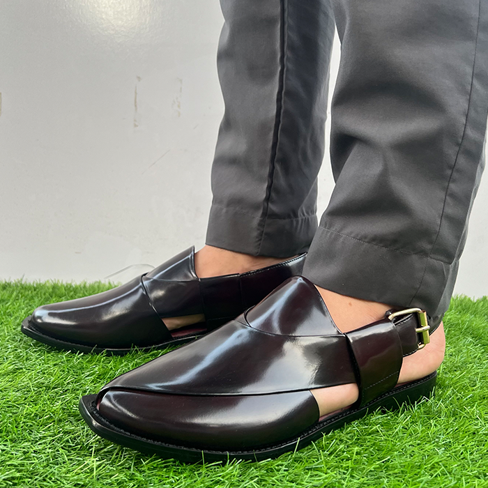 Shaded Brown Leather Peshwari FT-1030 - shoes