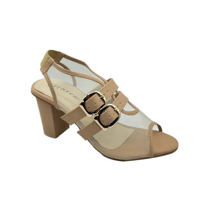 Block Heel Net Sandal FT-902 - Fawn / 35 - Heel