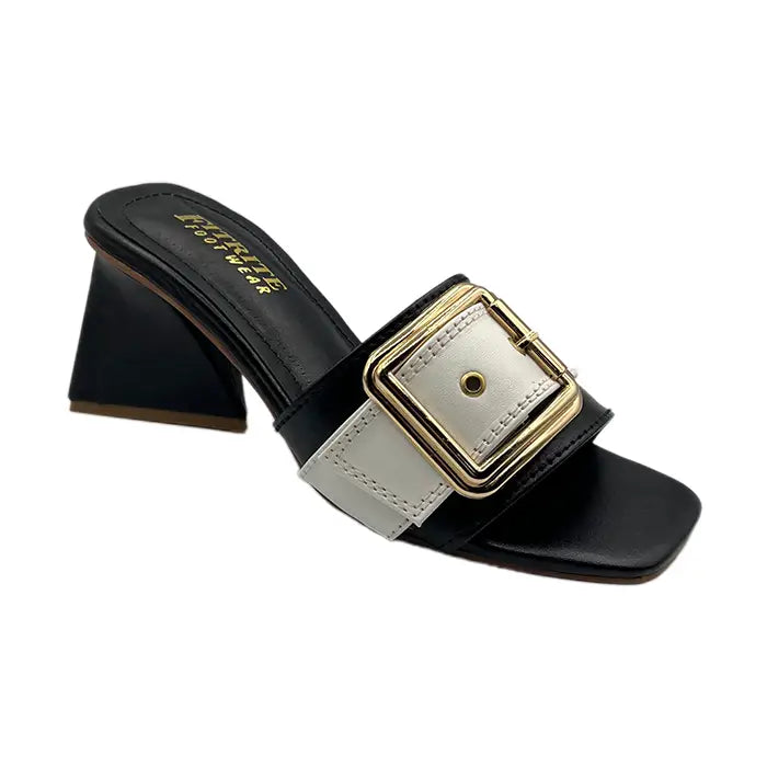 High Heel Buckle Slipper 514 - Black / 36 - Heel