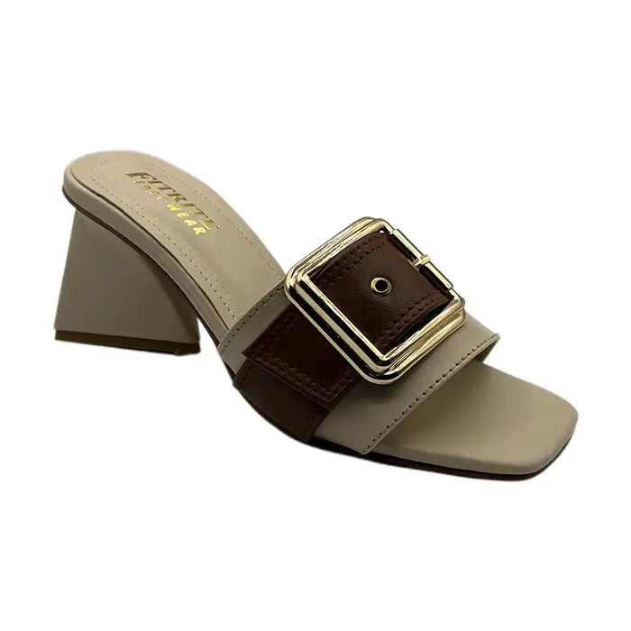 High Heel Buckle Slipper 514 - Fawn / 36 - Heel