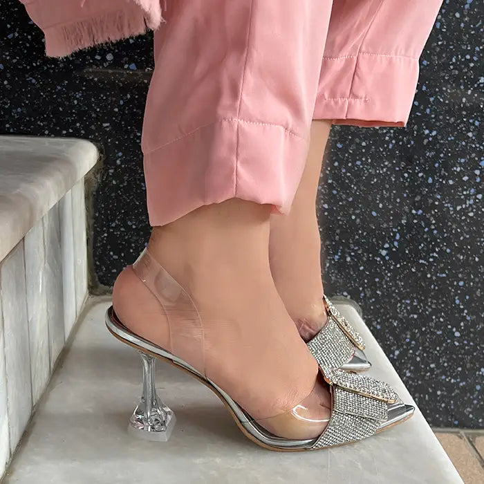 Transparent Buckle Heel 920 - Silver / 36 - Heel
