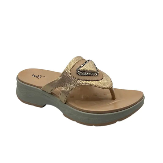 Wedge Chappal For Girls 0168 - Beige / 36 - Slipers