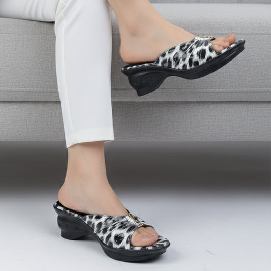 Leopard Print Wedge Sandals FT-302